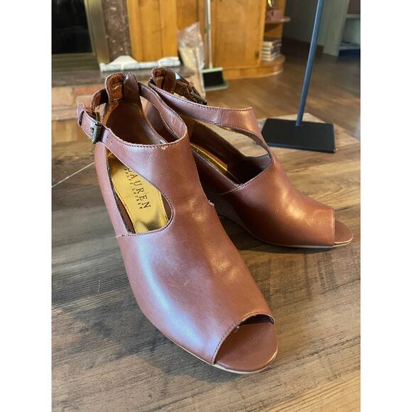 LAUREN Ralph Lauren Leather Wedge Sandals - Picture 3 of 5